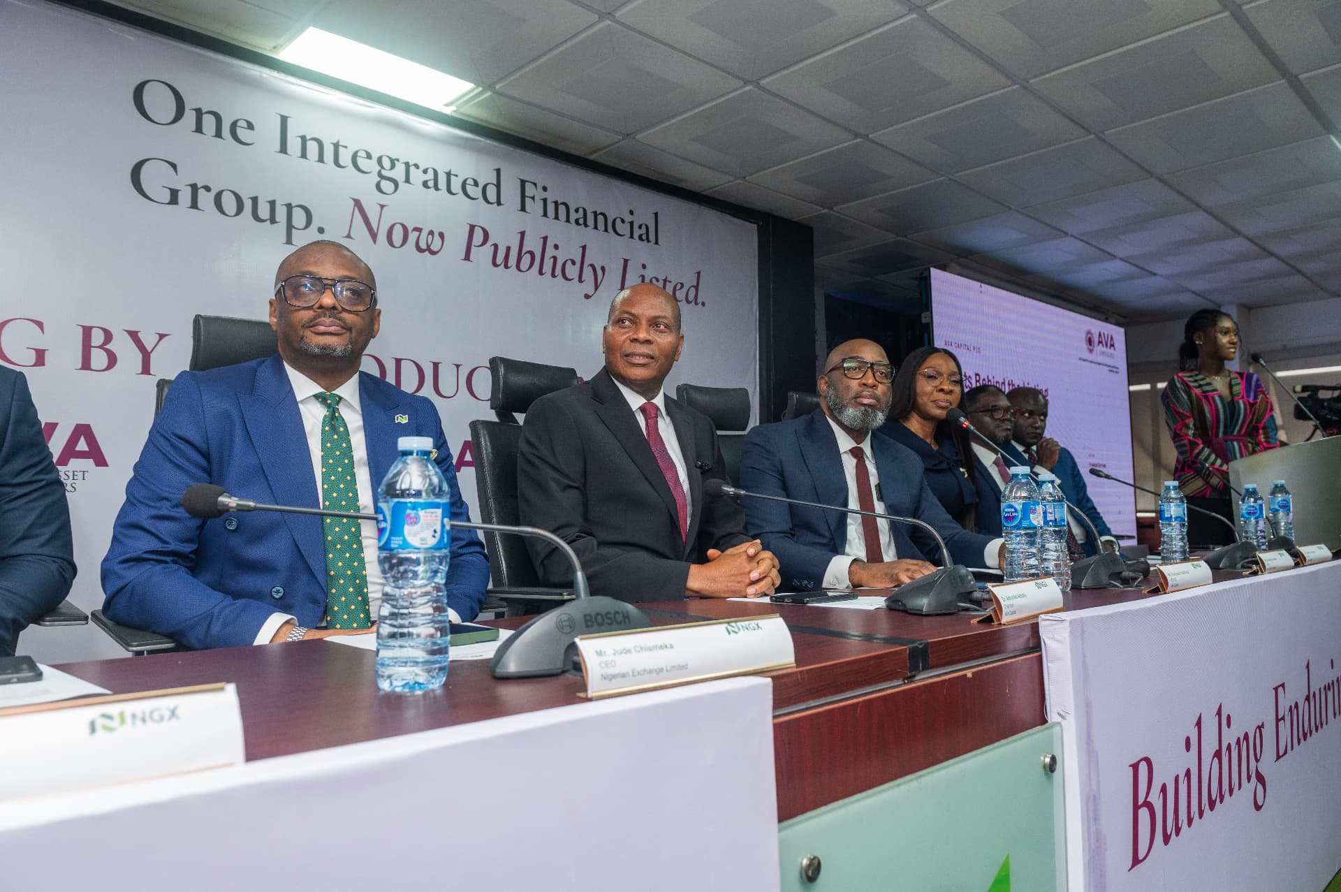 NGX and AVA Capital PLC executives seated at the listing by introduction event